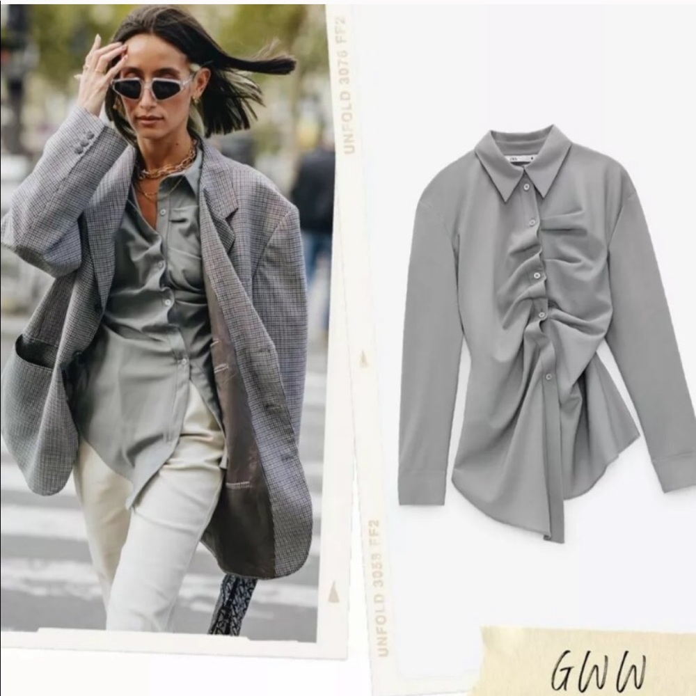 Zara Limited Edition Ruched Shirt - Picture 14 of 15